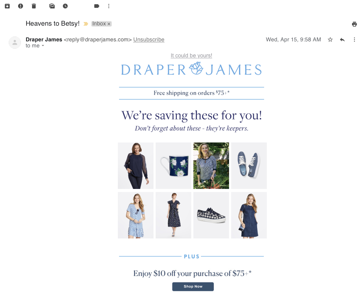 draper james email marketing